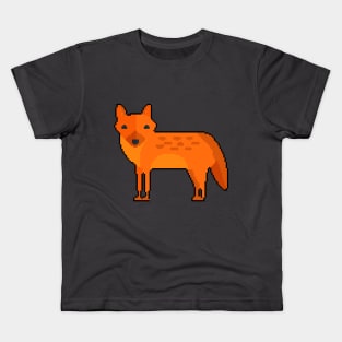 Mystical Charisma: Pixel Art Fox Design for Fashion Statements Kids T-Shirt